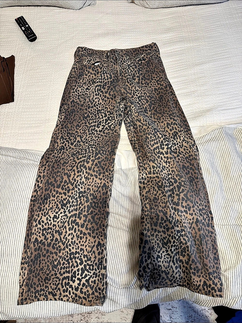 Gap High Rise Wide Leg Leopard Print Wide Leg Jeans Waist 10